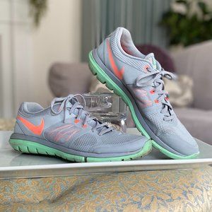 Nike Flex Grey Mint & Neon Orange Running Shoes